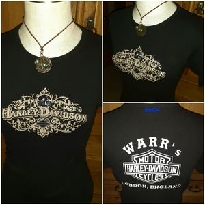 Harley Davidson tshirt from London. With handmade necklace